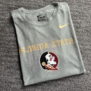 Nike Gray Dri-Fit Athletic Tee Mens L Florida State Seminoles Football ACC EUC